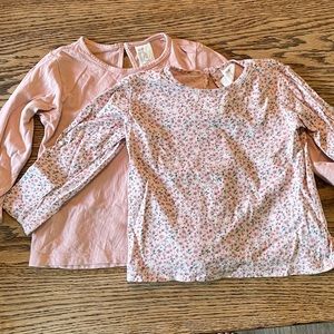 2 H&M pink/floral long sleeved shirts 9-12mo